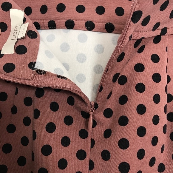 Loft tan skirt with black polka dots stretch size6 - Picture 6 of 8